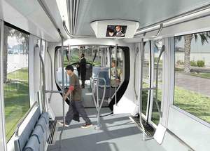 An artist's impression of the interior of the planned Al Sufouh tram. Dubai Road Transport Authority