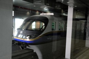 A train pulls into one of the two open stations. Two other stations planned for the monorail have not been opened because the surrounding developments have not been built. Photograph: Mehdi Shirazi/Maktoob Business 