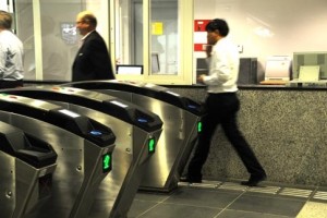 Passengers pass through the ticket gates on their way to the platform. Photograph: Mehdi Shirazi/Maktoob Business 