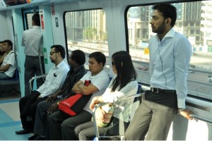 However, on an early morning journey from Al Jaffiliya Station near the World Trade Centre up to Nakheel Harbor and Towers Station on Sunday one could be excused for thinking they were on any major city’s transport network during commuter rush hour. Photograph: Peter Harrison/Maktoob News