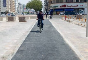 Part of the cycle track on Al Rigga Road in Deira is up and ready for use. It is connected to the Dubai Metro station. Image Credit: Javed Nawab, Gulf News 