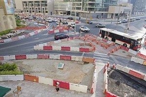 Construction of the new tram system running through the marina area along Sheikh Zayed Road. Roadworks are expected to continue until the end of 2010. Duncan Chard for The National