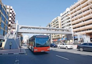     *  The newly-constructed pedestrian bridge on the Khalid Bin Al Waleed Road in Bur Dubai.     * Image Credit: Hadrian Hernandez/Gulf News