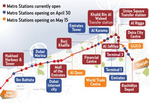 Dubai+metro+map+open+stations