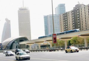     *  A train leaves the World Trade Centre Station on Shaikh Zayed Road.     * Image Credit: Virendra Saklani/Gulf News