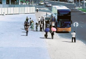     *  Out in the open Without a proper shelter, commuters waiting for buses at the Union Metro Station are having a hard time, according to Gulf News reader M.M. Ebrahim.     * Image Credit: M.M. Ebrahim/Gulf News Reader