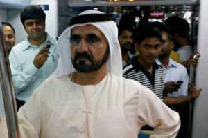   Sheikh Mohammed Bin Rashid Al Maktoum, Vice President of the UAE and Ruler of Dubai, surprised commuters on Tuesday when he took the Dubai Metro Green Line to an appointment in Deira.  Courtesy Dubai Media Office