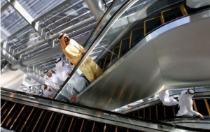 Dubai's budget outlines large outlays on infrastructure and transport. Above, Sheikh Mohammed bin Rashid, Vice President of the UAE and Ruler of Dubai, at a metro station in Dubai. Karim Sahib / AFP 