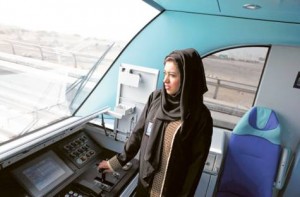     *  Image Credit: Francois Nel /Gulf News     * Mariam Al Safar, the first Emirati woman train attendant, at work on the Dubai Metro. Her duties include train preparation prior to arrival and departure and maintaining security measures for passenger cabins.