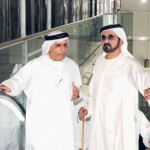 * Shaikh Mohammad enters a station with Mattar Al Tayer. * Image Credit: WAM