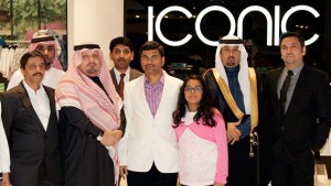 Al-Shatea Mall General Manager Fahmi F. Emran, 2nd left, with Centrepoint Chief Operating Officer T.S. Vedapuri, center, and other company executives and guests at the launch of the Iconic fashion store in Dammam. (AN photo by Imran Haider)