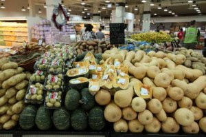   Fruit and vegetables at the Waitrose supermarket in Dubai Mall. Suppliers are increasing pressure on large retailers to increase prices.  Pawan Singh / The National