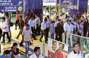     *  Image Credit: Pankaj Sharma/Gulf News archive     * Commuters at the Khalid Bin Al Waleed station. Police made 42 arrests for small crimes at the station in 2011.