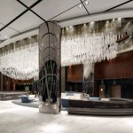 Lasvit is behind the spectacular chandelier on the ground floor of Hyatt Capital Gate in Abu Dhabi National Exhibition Centre. Courtesy of Lasvit 