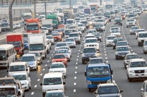      Image Credit: Virendra Saklani/Gulf News     Traffic proceeding to Sharjah from Dubai on Emirates Road during evening rush hour. The Ministry of Public Works is widening roads and building interchanges to improve traffic flows. It is expanding the capacity of Emirates Road and Sharjah Ring Road.