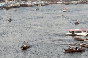      Image Credit: Francois Nel/Gulf News Archives     The Dubai Creekwith abras or water taxis jostling for space at the creekside, awaiting passengers. The fare of Dh1 per trip is affordable for all.