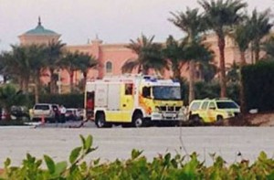      Image Credit: Clint Egbert/Gulf News     Police and ambulances at the crash site