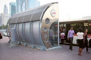 Image Credit: Abdel-Krim Kallouche/Gulf News A solar-powered bus shelter. The trial project, which began in February, will run until the end of the year.