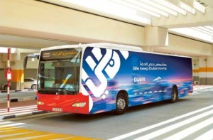 Image Credit: RTA A public bus with the Brand Dubai logo. The Roads and Transport Authority is using the logo on the Metro, public buses, taxis, water bus, water taxi and ferry.