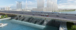 An artist's conception of the bridge over the Dubai Creek canal set to cross Shaikh Zayed Road.