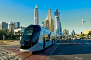 Image Credit: Ahmed Ramzan/Gulf News Tram at Dubai Marina on test before opening. The Dubai Tram will start rolling for passenger service from Wednesday, following its inauguration on November 11 2014.