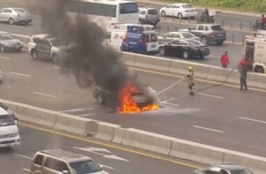 Image Credit: Reader / Abbas Teja Civil Defence workers rushed to scene to put out the flames.