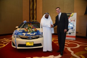 Abdullah Sultan Al Sabbagh, CEO of Cars Taxi Group, and Jon Williams, Managing Director at Al-Futtaim Motors (Supplied)