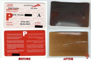 An Emirates 24|7 reader sent in an image of his ‘solar cooked’ parking card. (Supplied)