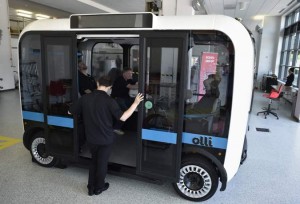 The electric self-driving shuttle is partnership between Local Motors and IBM. (AFP)