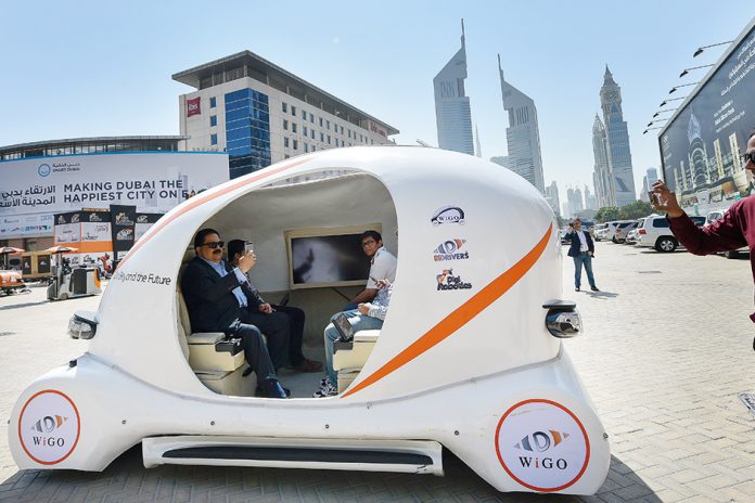 A demonstration of a 3D printed autonomous green car manufactured in the UAE during the 36th Gitex Technology Week in Dubai last year. Image Credit:Ahmed Ramzan/Gulf News Archives