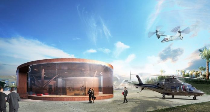 The new rotorcraft terminal will combine a helipad, a showroom and lounge areas in a single city-based heliport and will support the development of a network of point-to-point connections for both urban transfers and connections between cities.