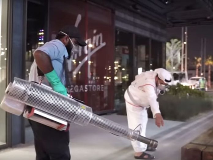 Dubai Municipality has set up a dedicated team to disinfect and sanitised Dubai's streets and public areas as a precautionary measure to contain the spread of the coronavirus COVID-19. Image Credit: Screengrab